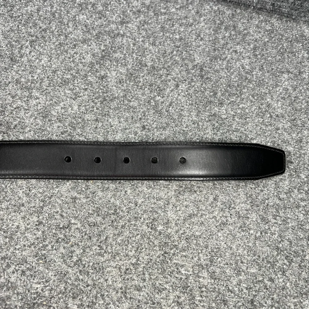 Lejon Black‎ Leather Belt Mens Size 42 Oil Tanned Harness Leather Silver Buckle